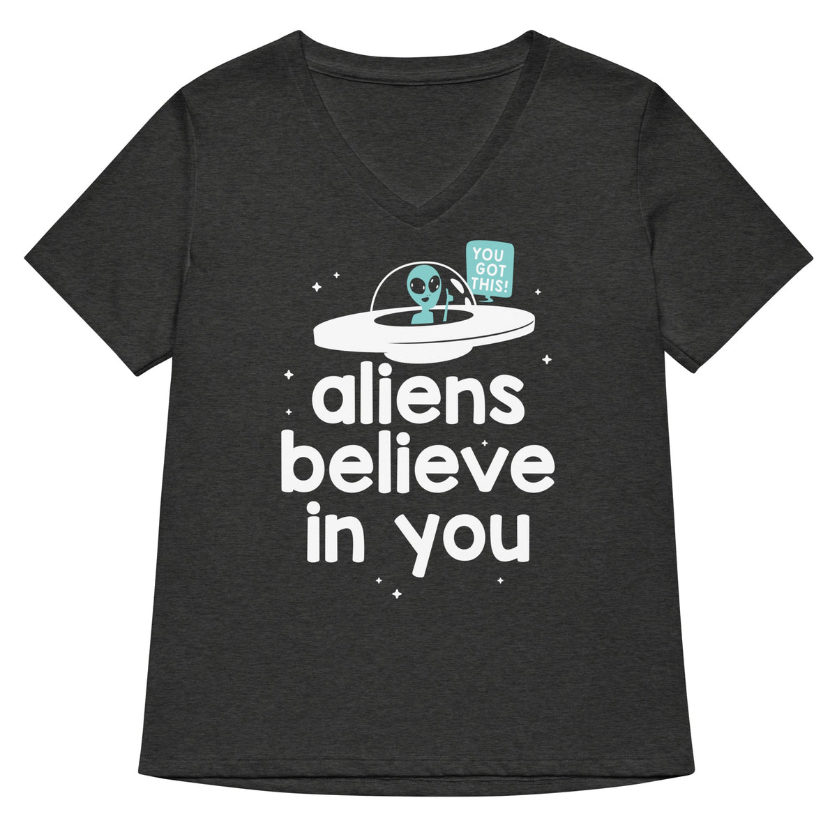 Aliens Believe In You Women's V-Neck Tee product image 3