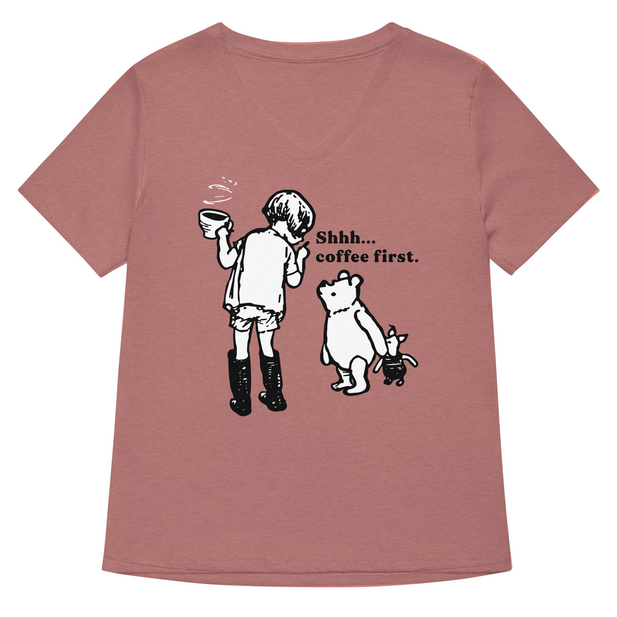 Shhh Coffee First Women's V-Neck Tee product image 2