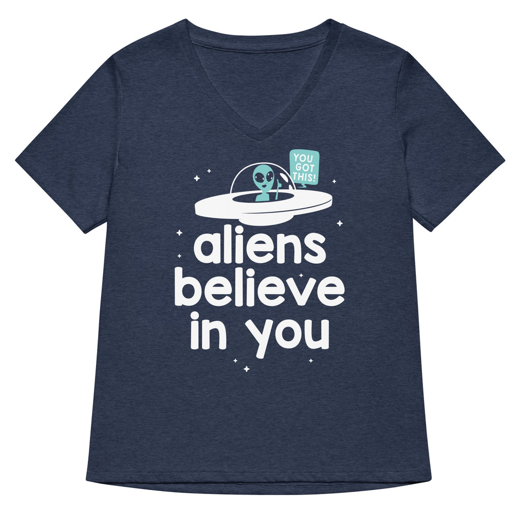 Aliens Believe In You Women's V-Neck Tee product image 2
