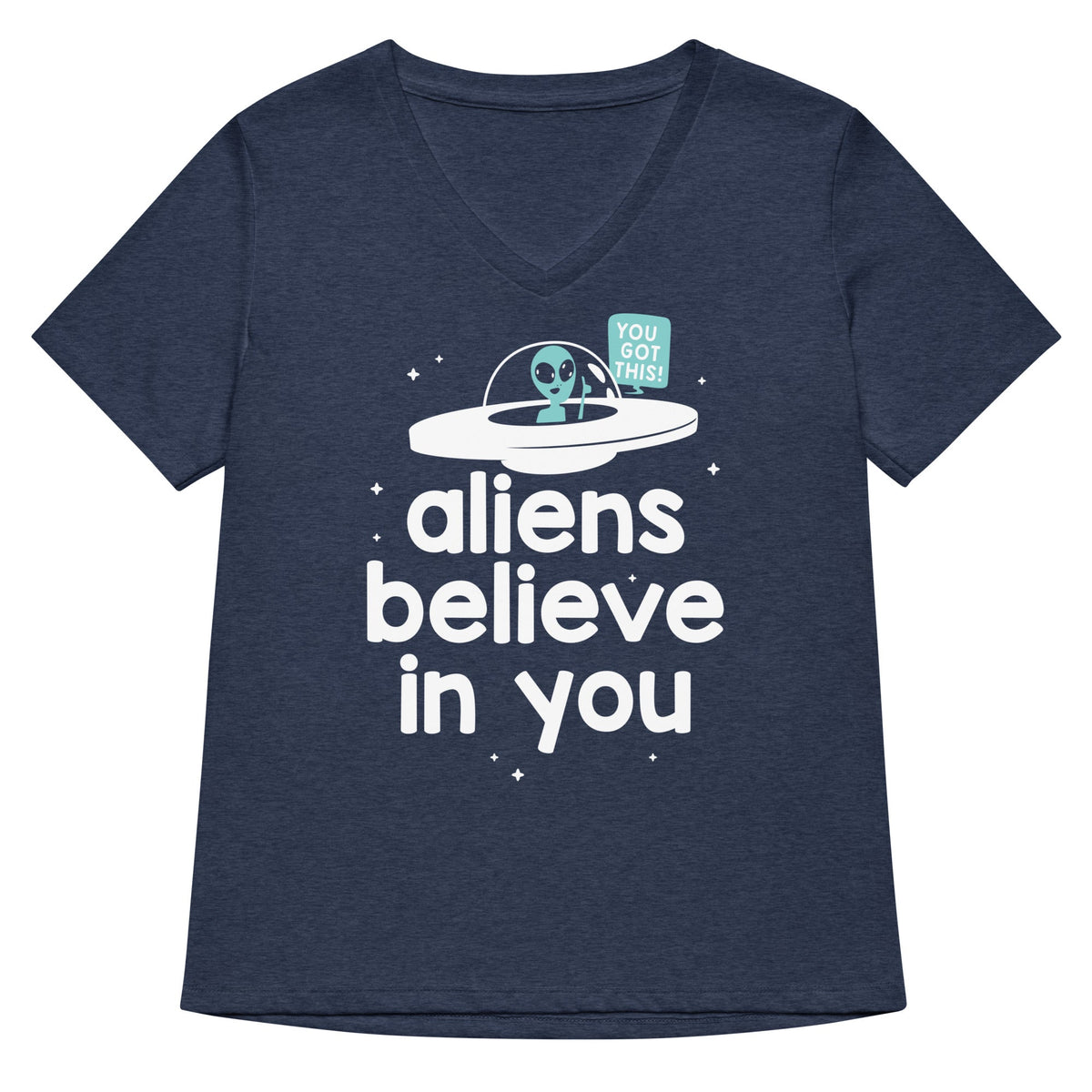 Aliens Believe In You Women's V-Neck Tee product image 2