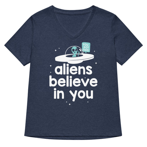 Aliens Believe In You Women's V-Neck Tee product image 2