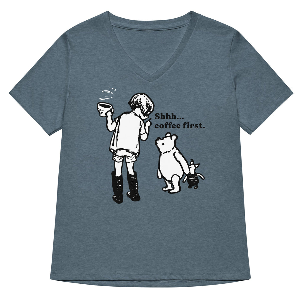 Shhh Coffee First Women's V-Neck Tee product image 1