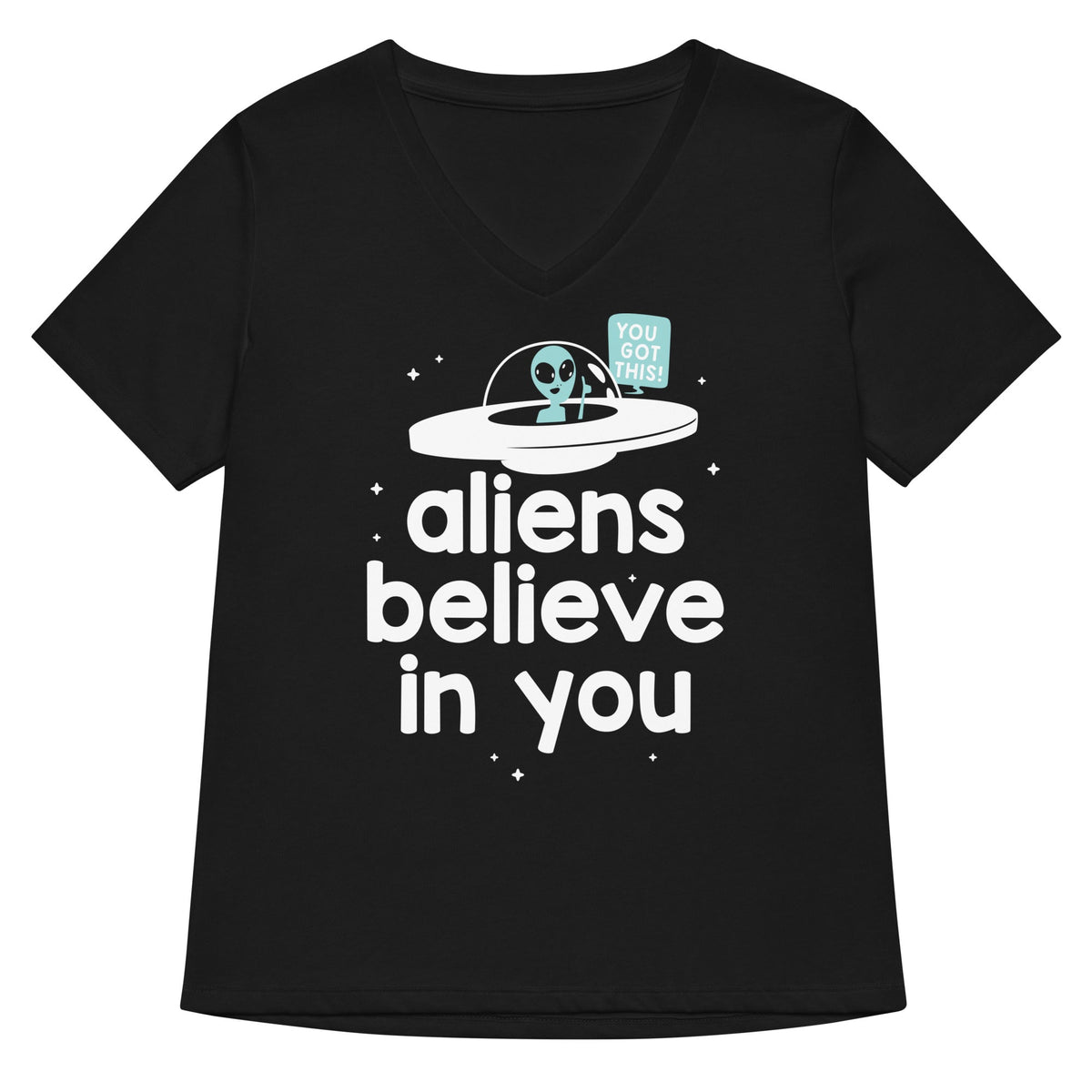 Aliens Believe In You Women's V-Neck Tee product image 1