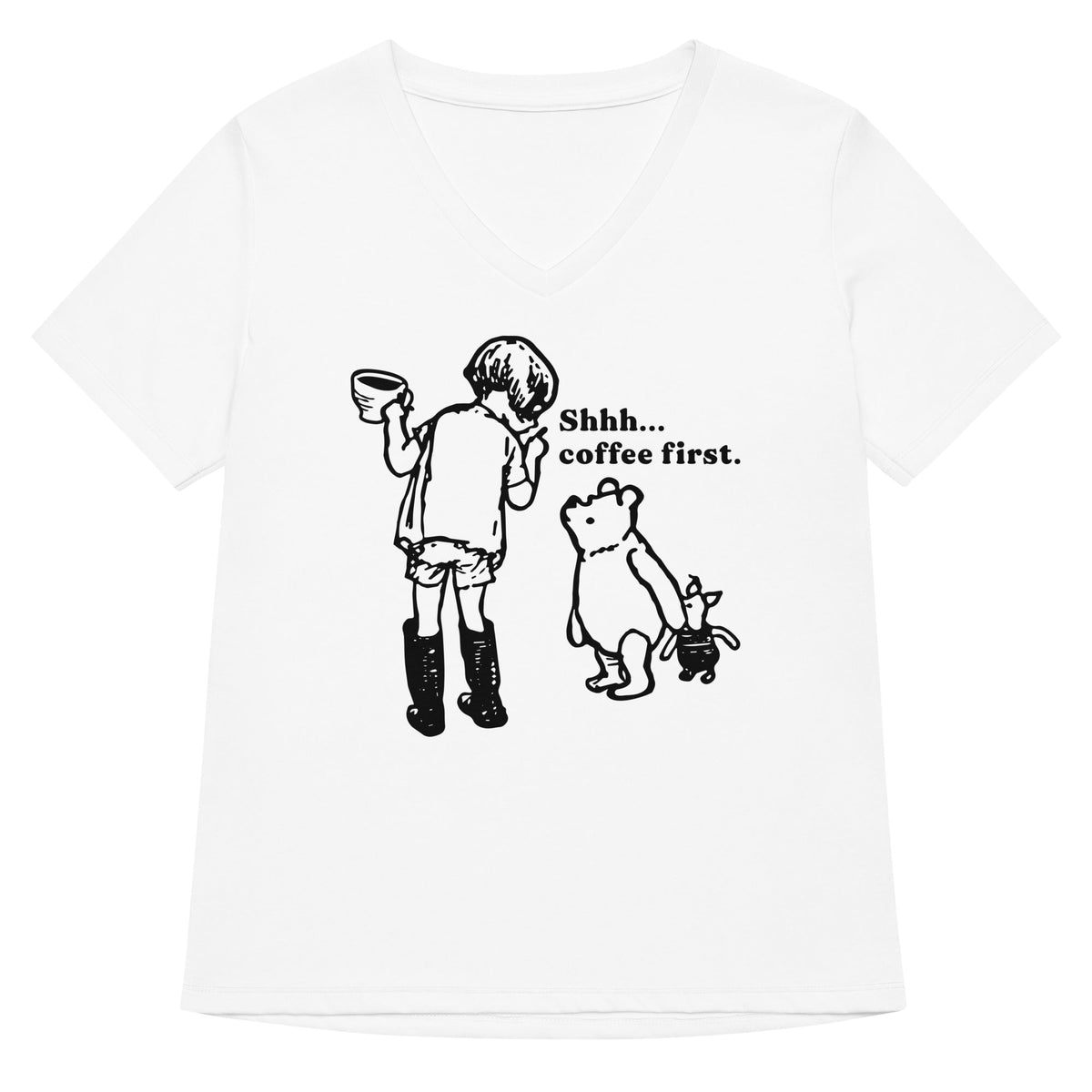 Shhh Coffee First Women's V-Neck Tee product image 3